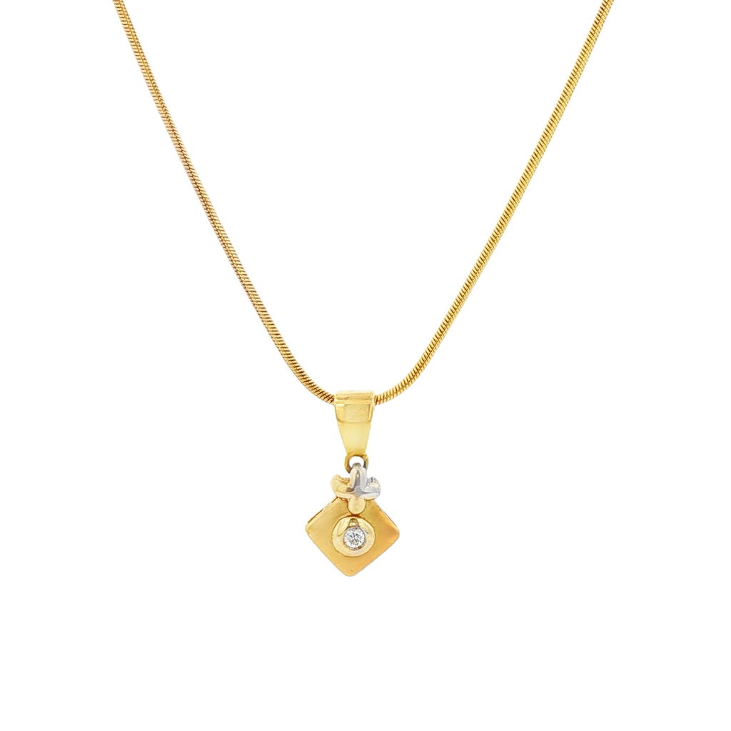CONJUNTO COLA DE RATÓN Y DIJE CON DIAMANTE