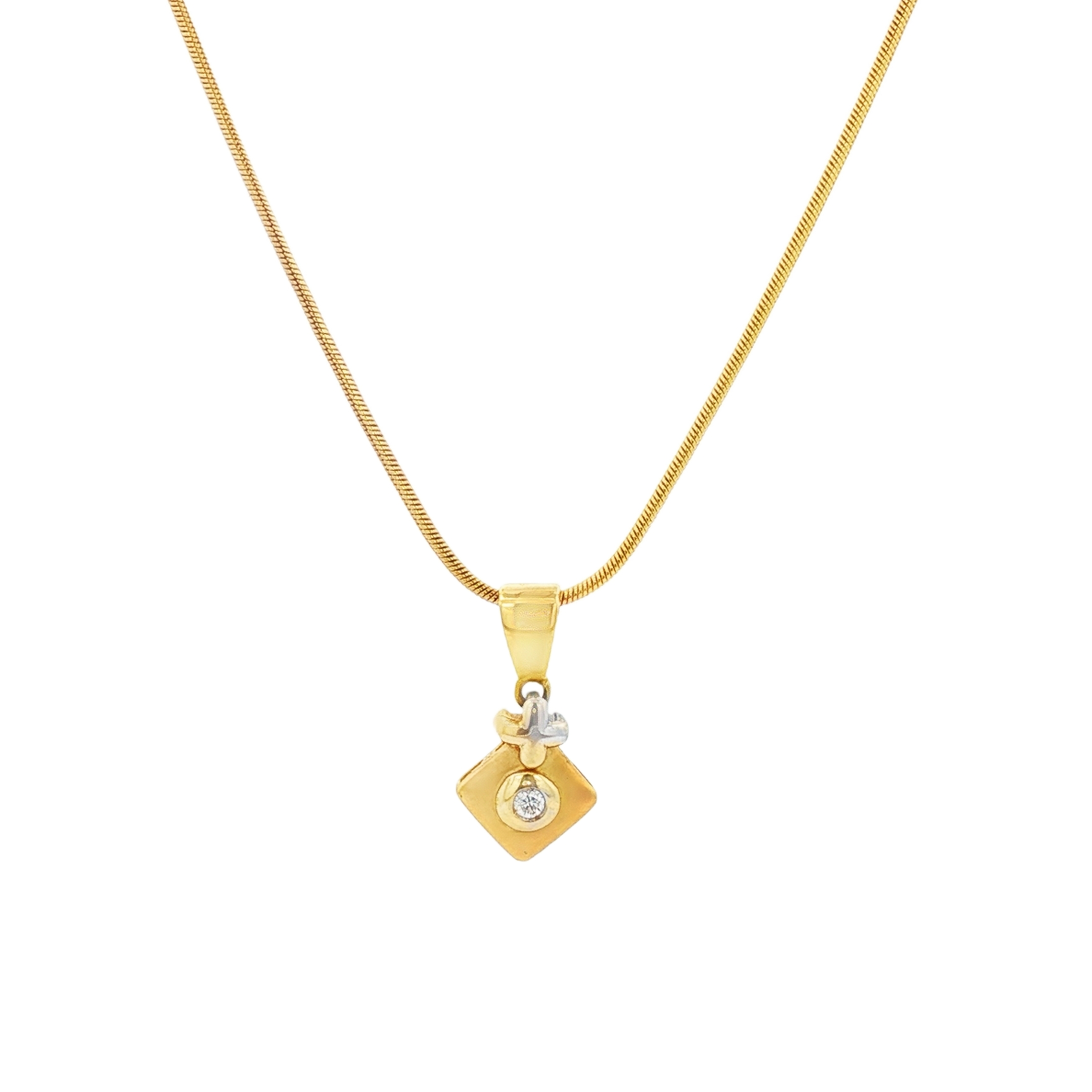 CONJUNTO COLA DE RATÓN Y DIJE CON DIAMANTE