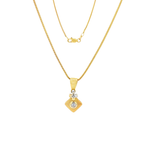 CONJUNTO COLA DE RATÓN Y DIJE CON DIAMANTE