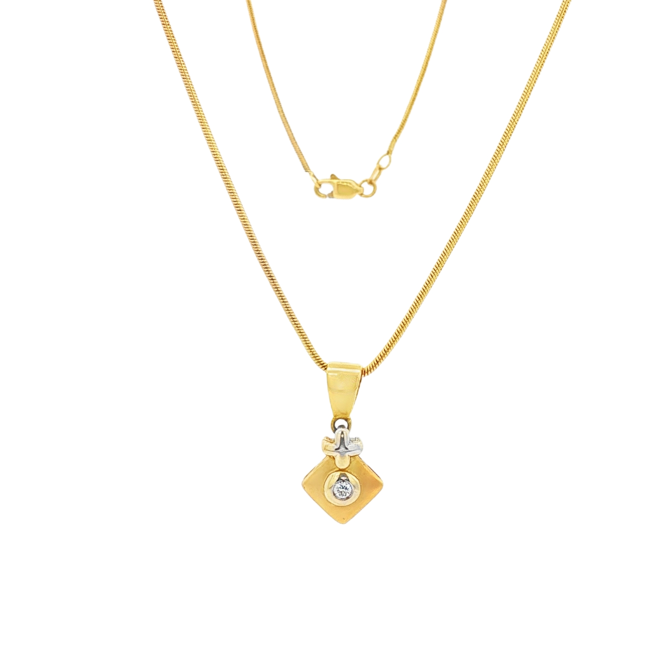 CONJUNTO COLA DE RATÓN Y DIJE CON DIAMANTE