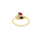 ANILLO TU Y YO ZAFIRO Y RUBI CON DIAMANTES
