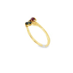 ANILLO TU Y YO ZAFIRO Y RUBI CON DIAMANTES