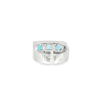 ANILLO ORO BLANCO 3 PIEDRAS AZULES Y DIAMANTES