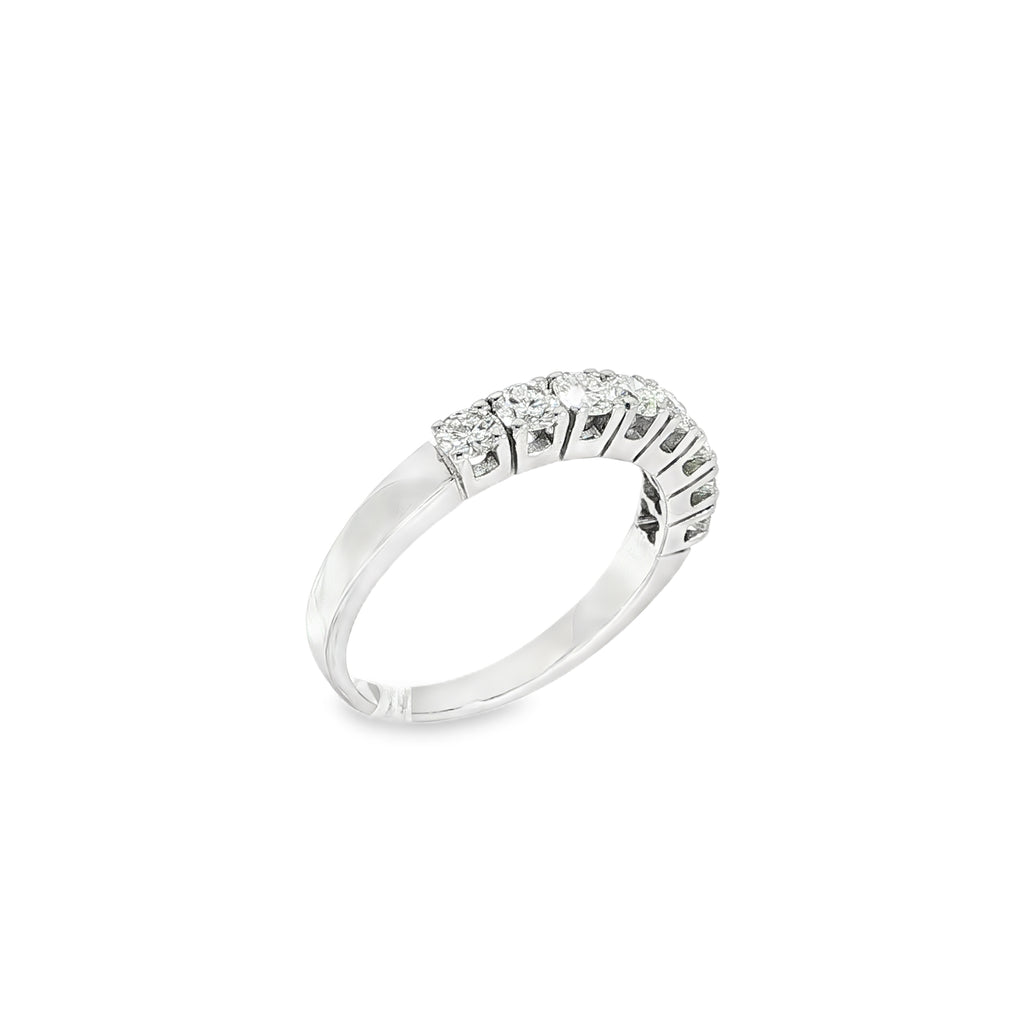 MEDIA ALIANZA DE ORO BLANCO CON 8 DIAMANTES