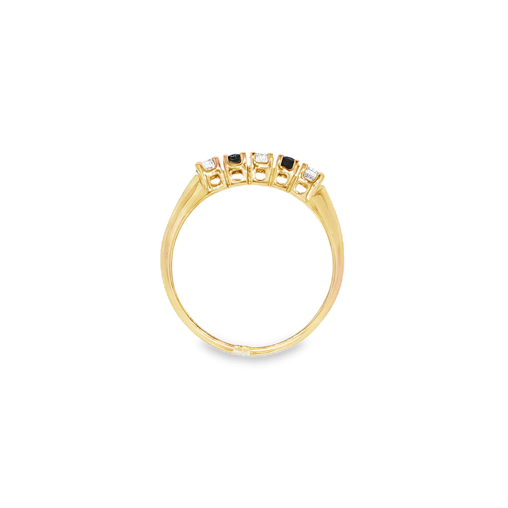 ANILLO CINQUILLO CON ZAFIROS Y DIAMANTES