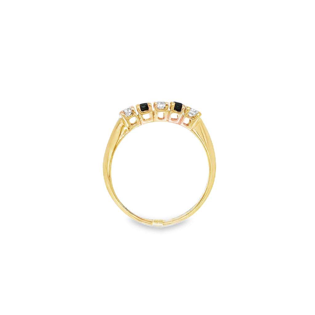 ANILLO CINQUILLO CON ZAFIROS Y DIAMANTES