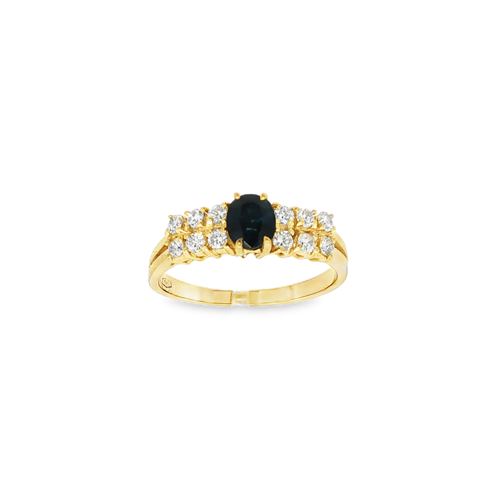 ANILLO CON ZAFIRO Y DIAMANTES