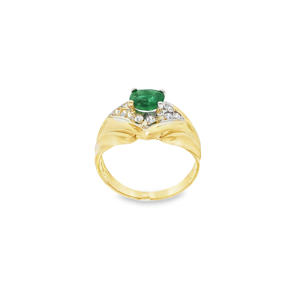 ANILLO CON ESMERALDA Y CIRCONITAS