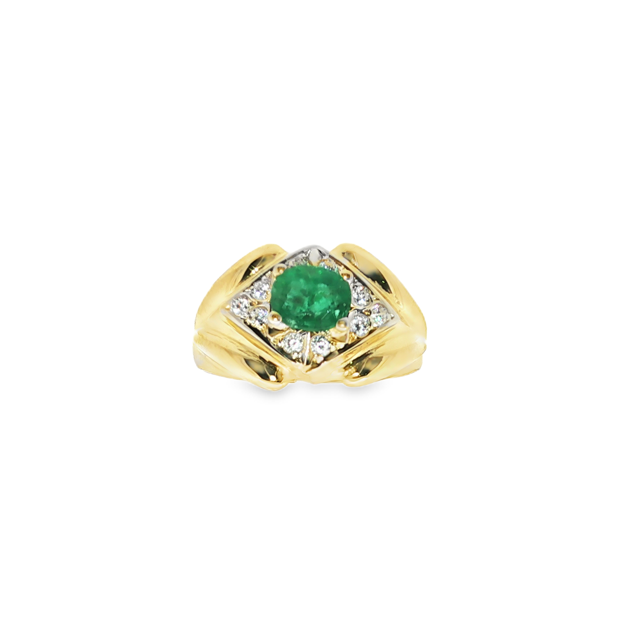 ANILLO CON ESMERALDA Y CIRCONITAS