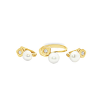 CONJUNTO SORTIJA Y PENDIENTES PERLAS Y CIRCONITAS
