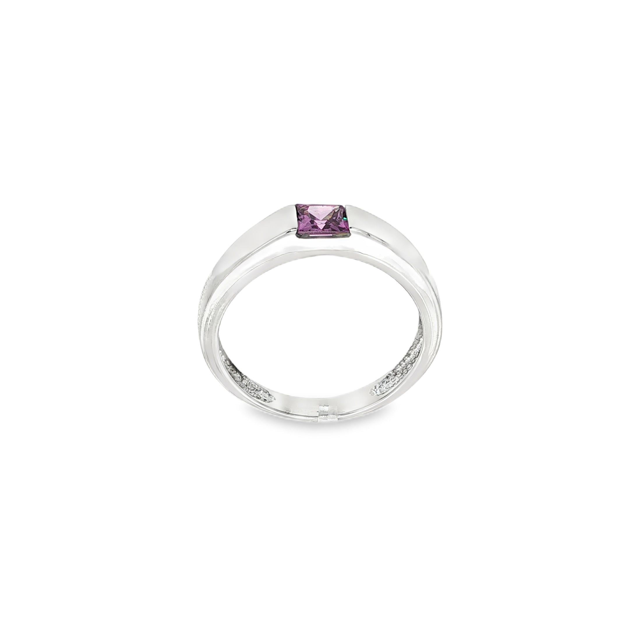 ANILLO DE ORO BLANCO CON PIEDRA LILA