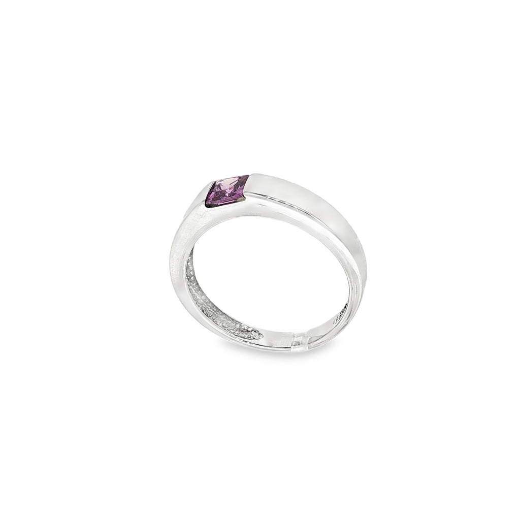 ANILLO DE ORO BLANCO CON PIEDRA LILA