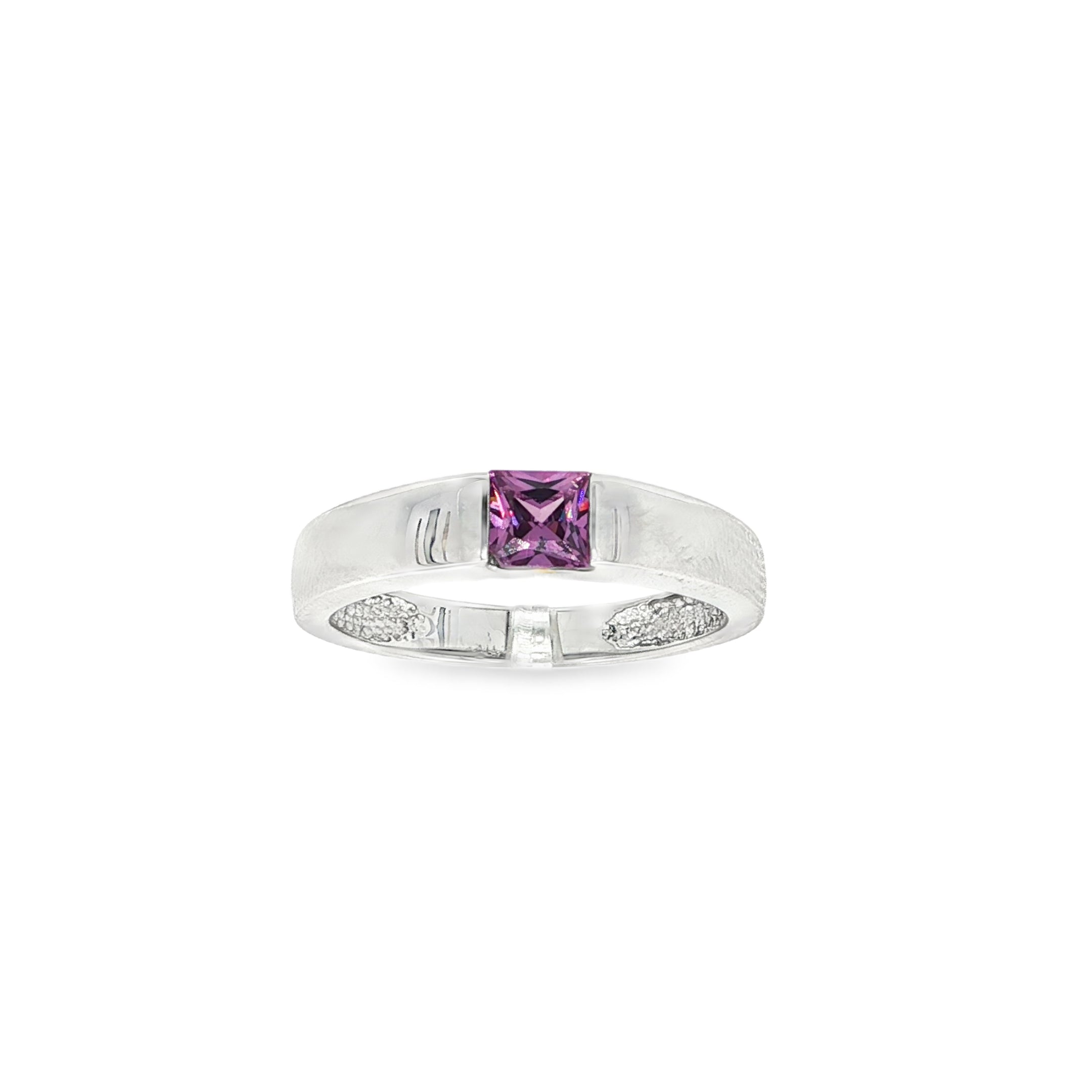 ANILLO DE ORO BLANCO CON PIEDRA LILA