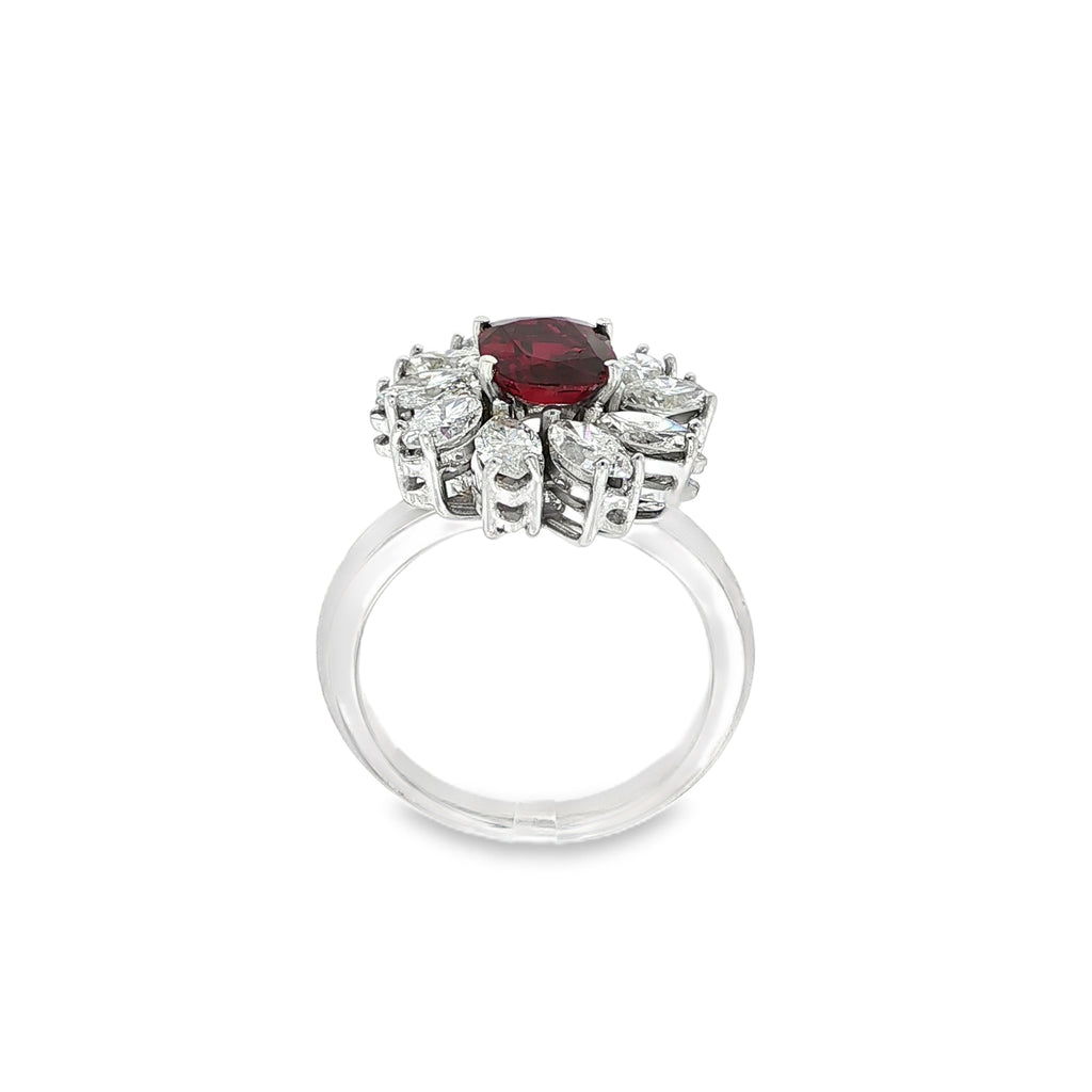 SORTIJA ORO BLANCO RUBI Y MARQUISES