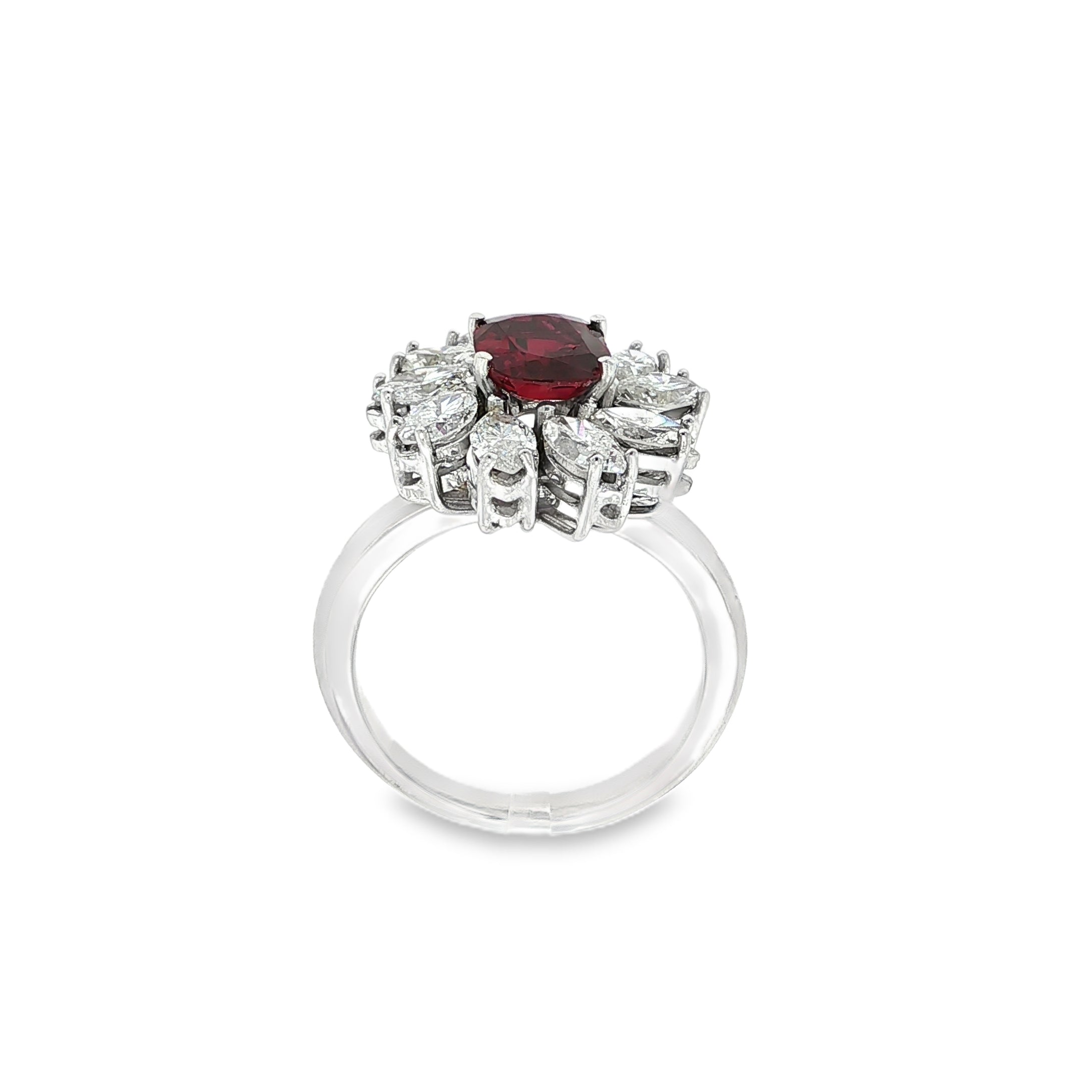 SORTIJA ORO BLANCO RUBI Y MARQUISES