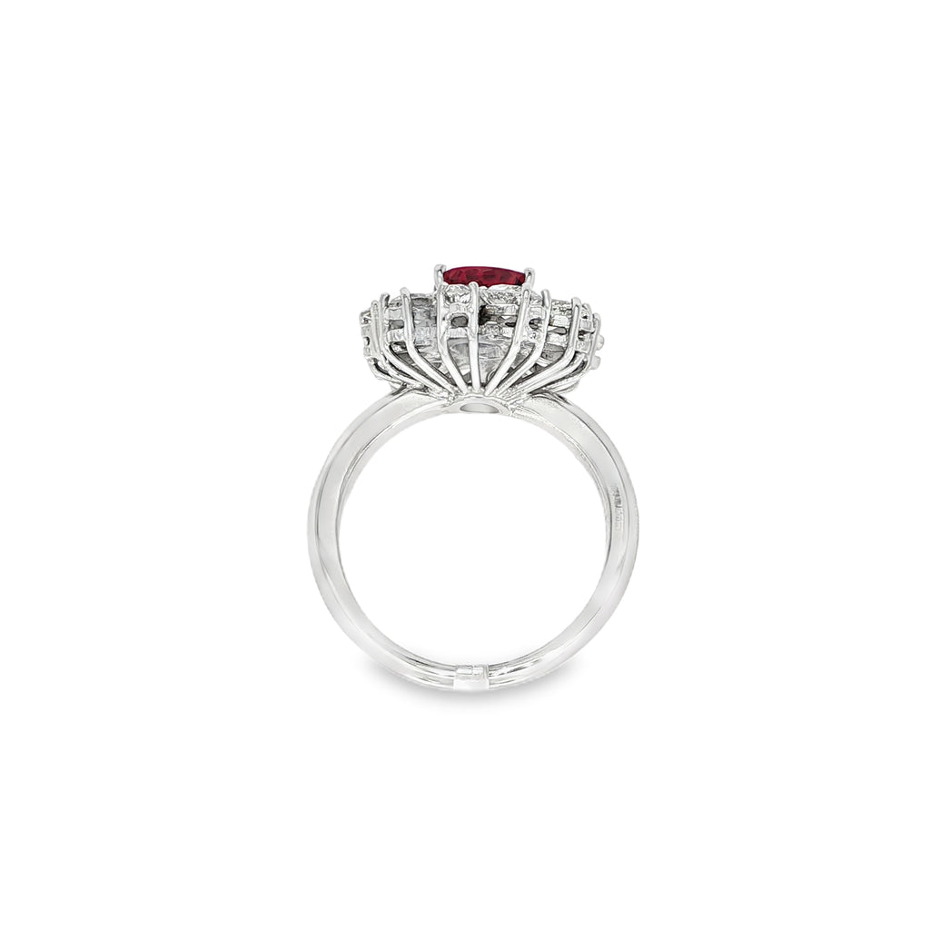 SORTIJA ORO BLANCO RUBI Y MARQUISES