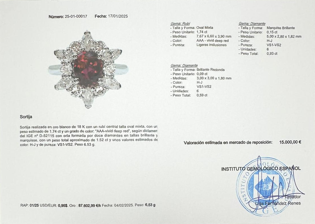 SORTIJA RUBI Y DIAMANTES