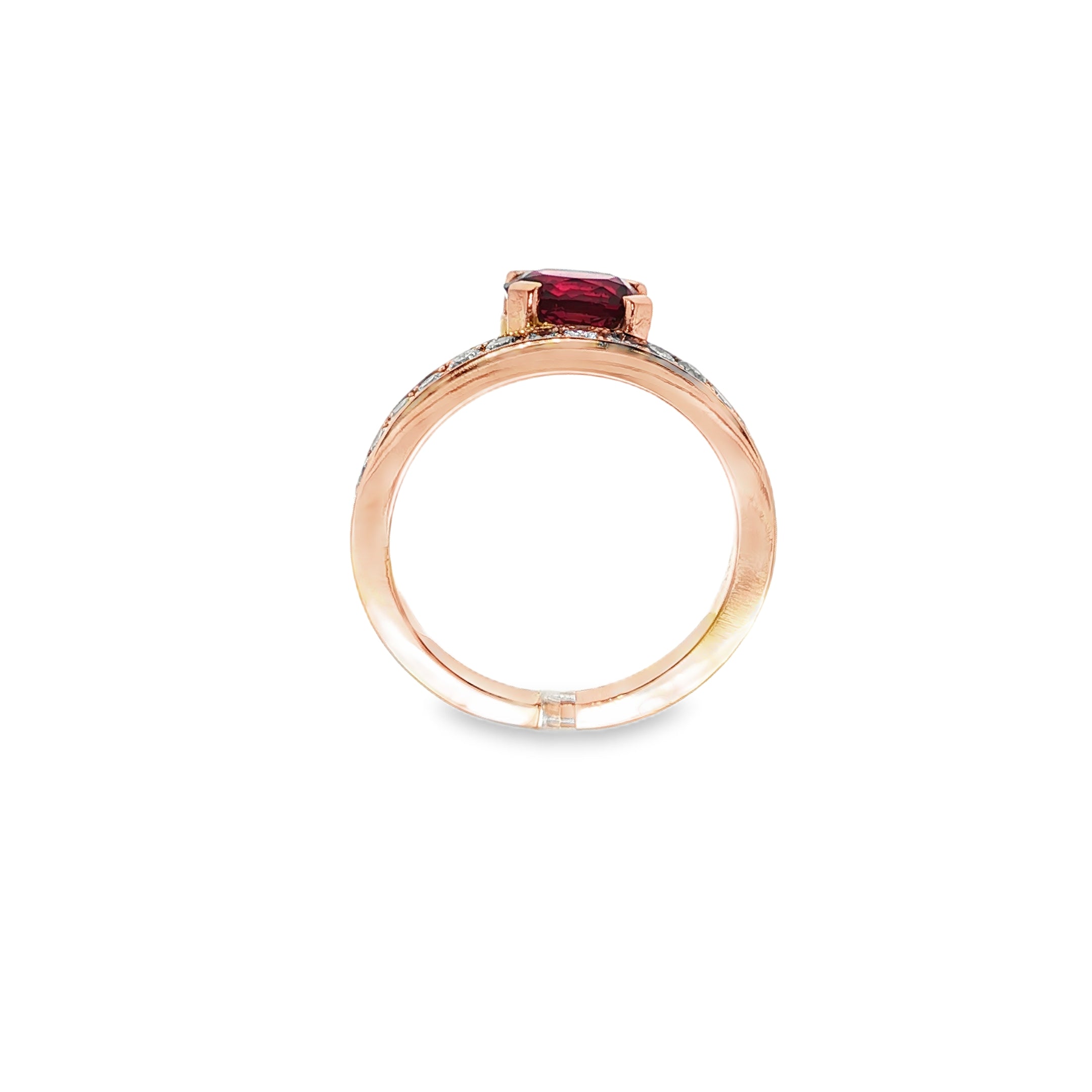 SORTIJA ORO ROSA CON RUBÍ