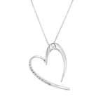 CADENA + DIJE CORAZON DE ORO BLANCO CON CIRCONITAS