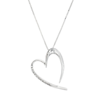 CADENA + DIJE CORAZON DE ORO BLANCO CON CIRCONITAS
