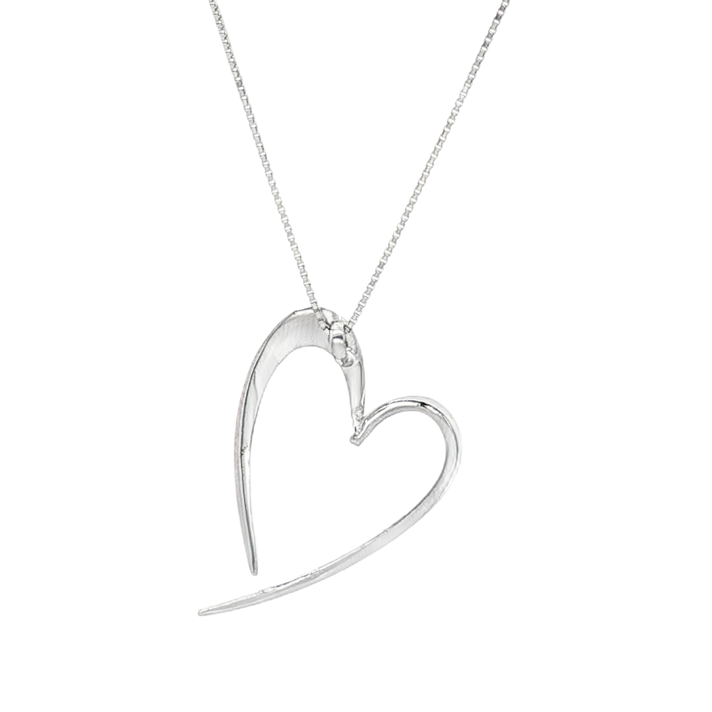 CADENA + DIJE CORAZON DE ORO BLANCO CON CIRCONITAS