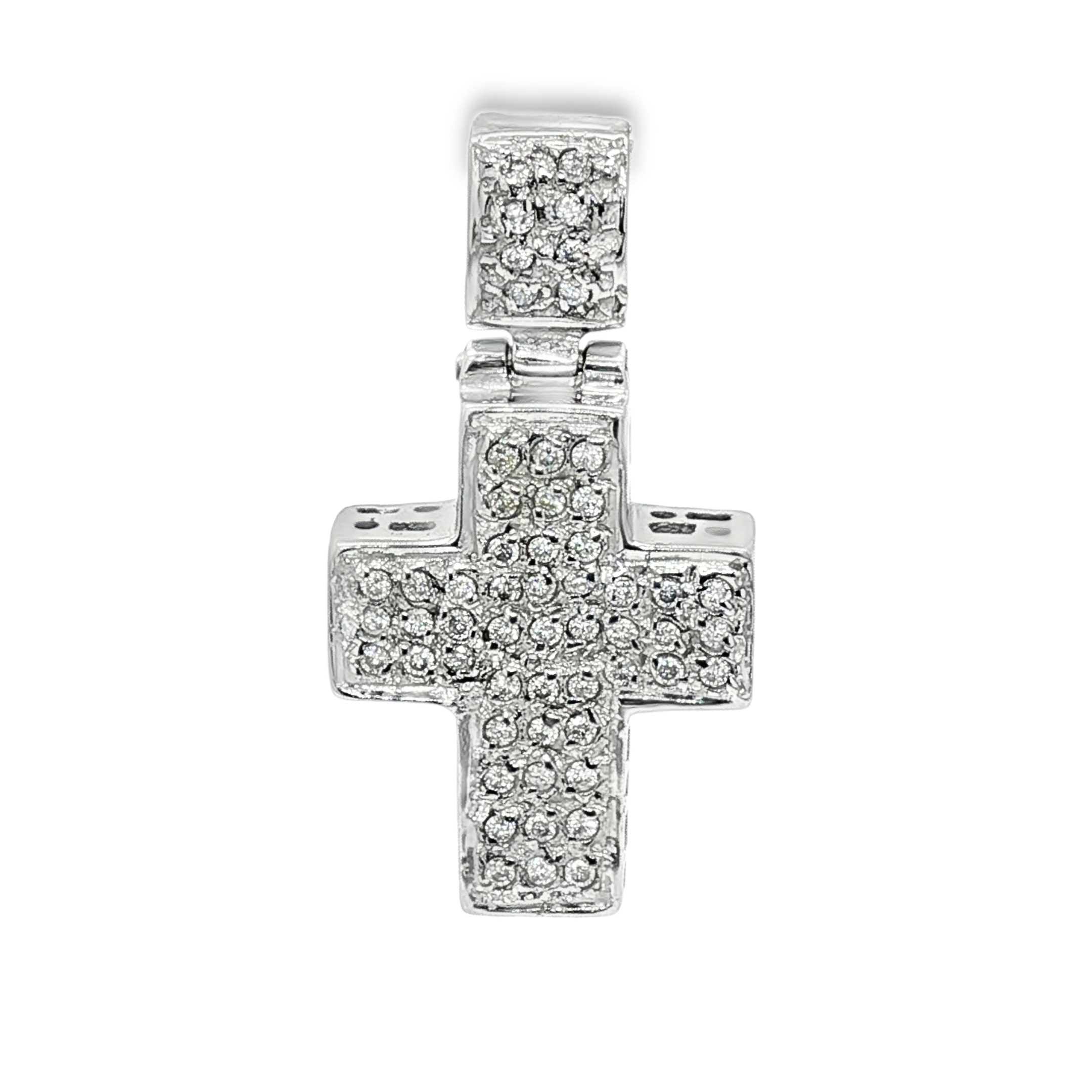 CRUZ DE ORO BLANCO CON DIAMANTES