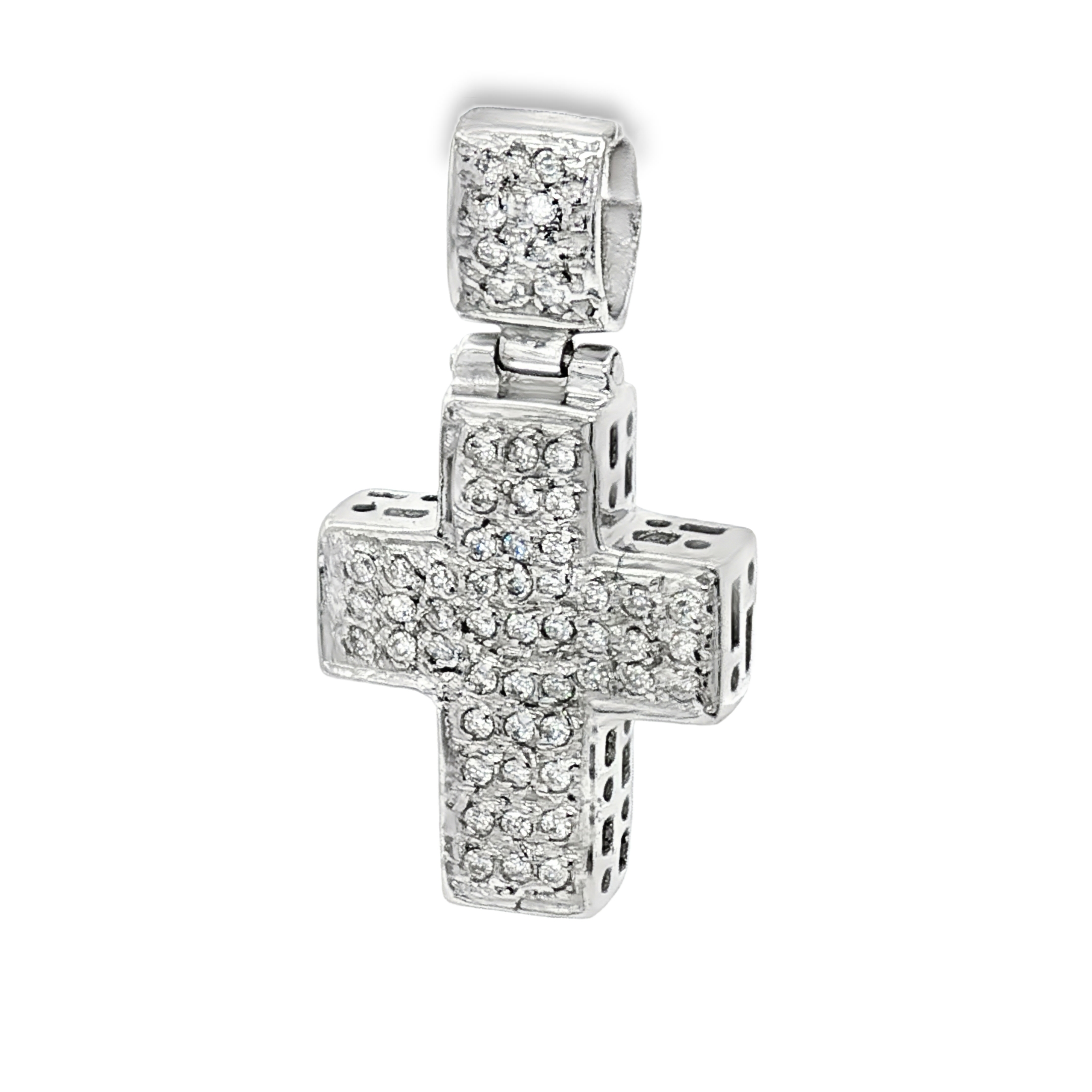 CRUZ DE ORO BLANCO CON DIAMANTES