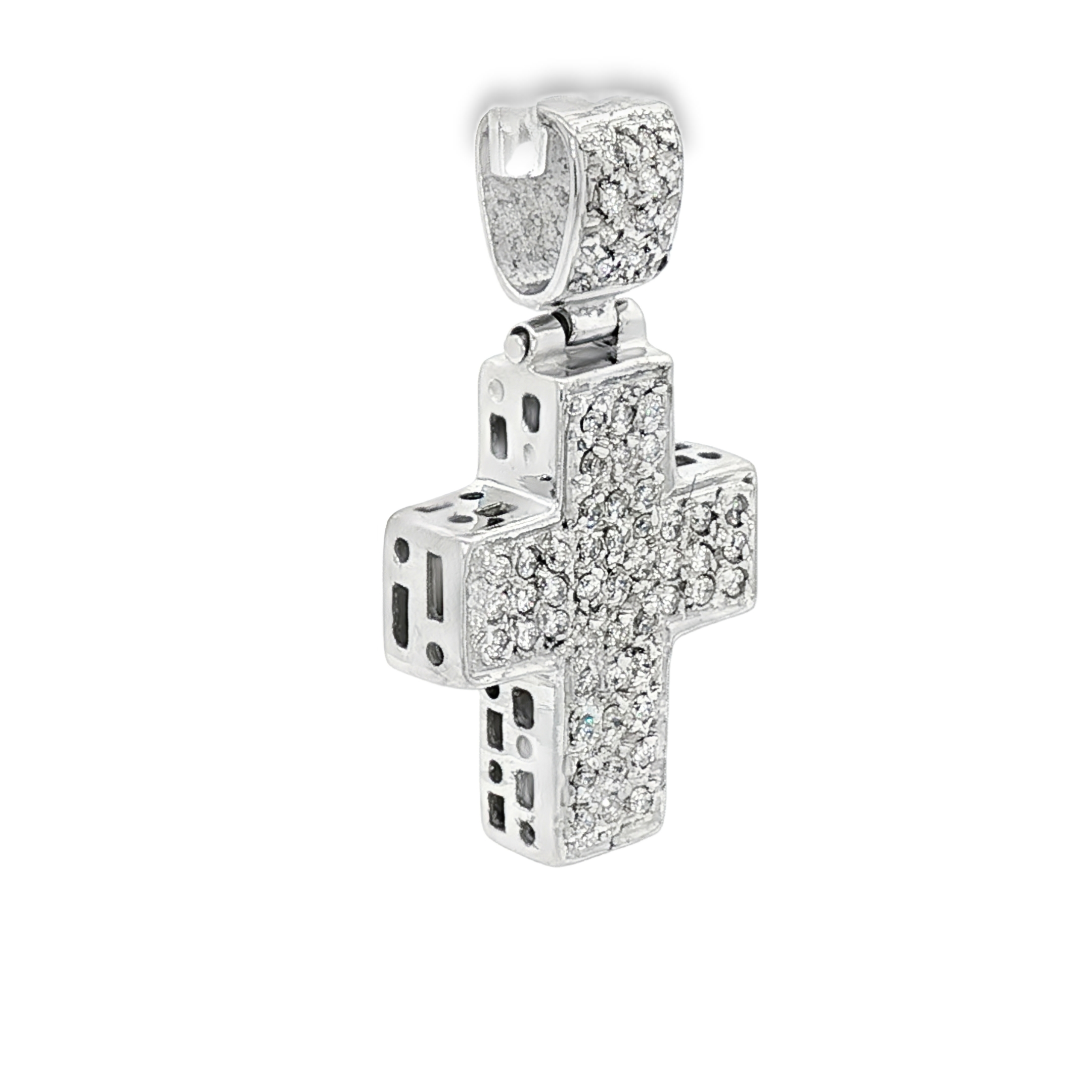 CRUZ DE ORO BLANCO CON DIAMANTES