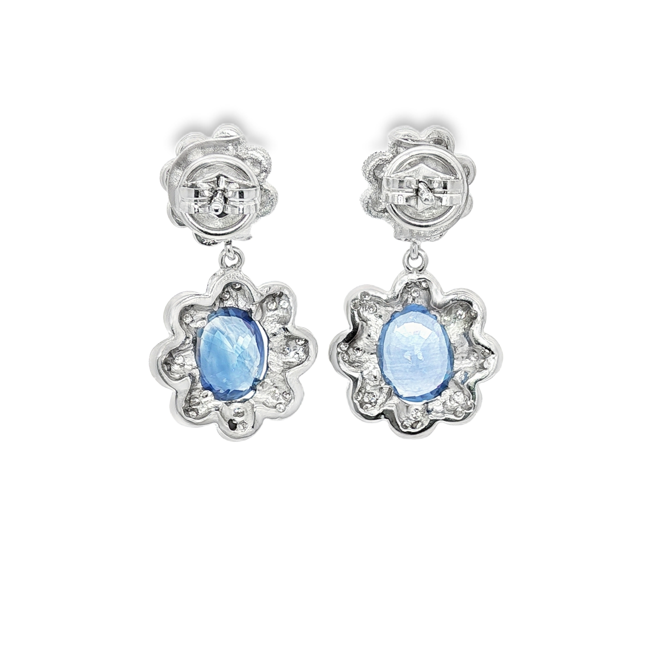 PENDIENTES ORO BLANCO ZAFIRO Y BRILLANTES