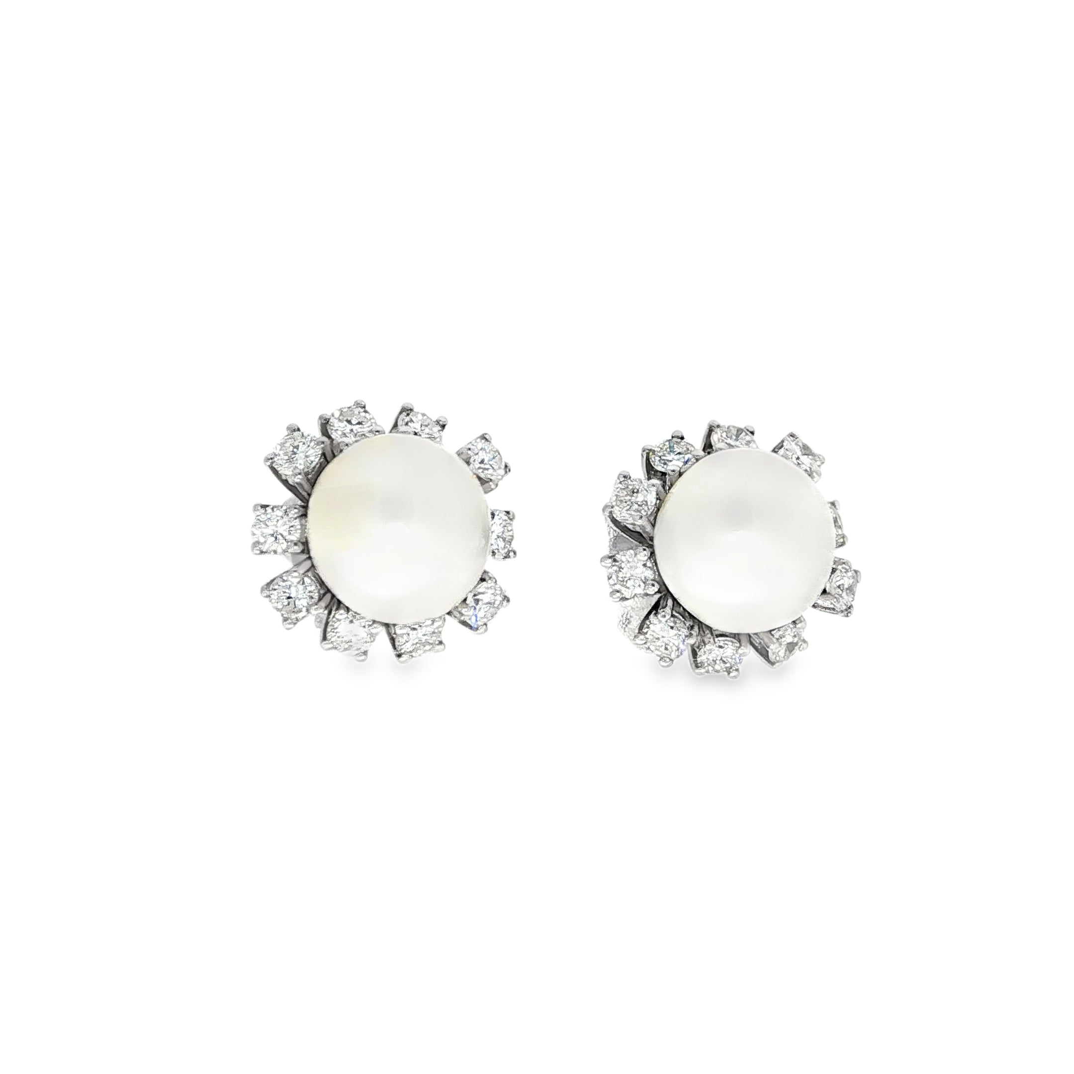 CONJUNTO ORO BLANCO CON PERLA Y BRILLANTES