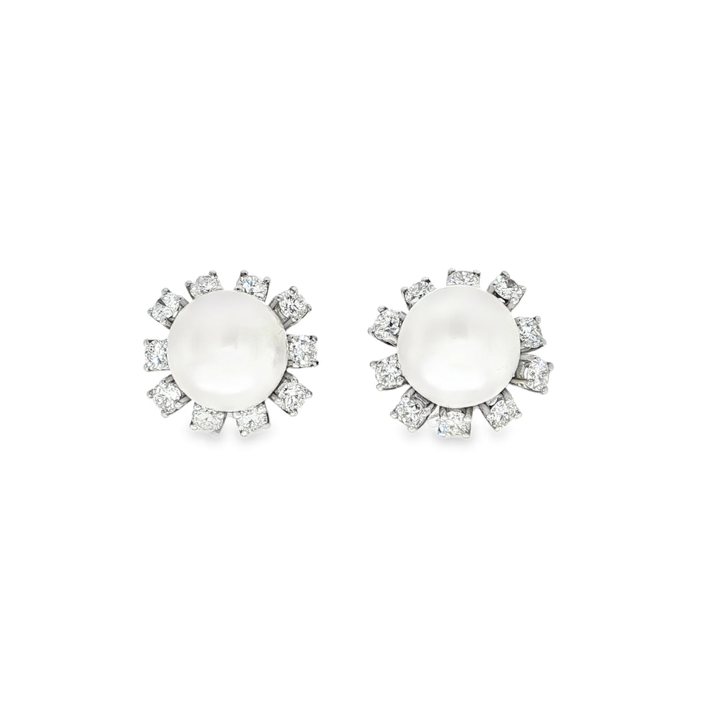 CONJUNTO ORO BLANCO CON PERLA Y BRILLANTES