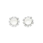 CONJUNTO ORO BLANCO CON PERLA Y BRILLANTES