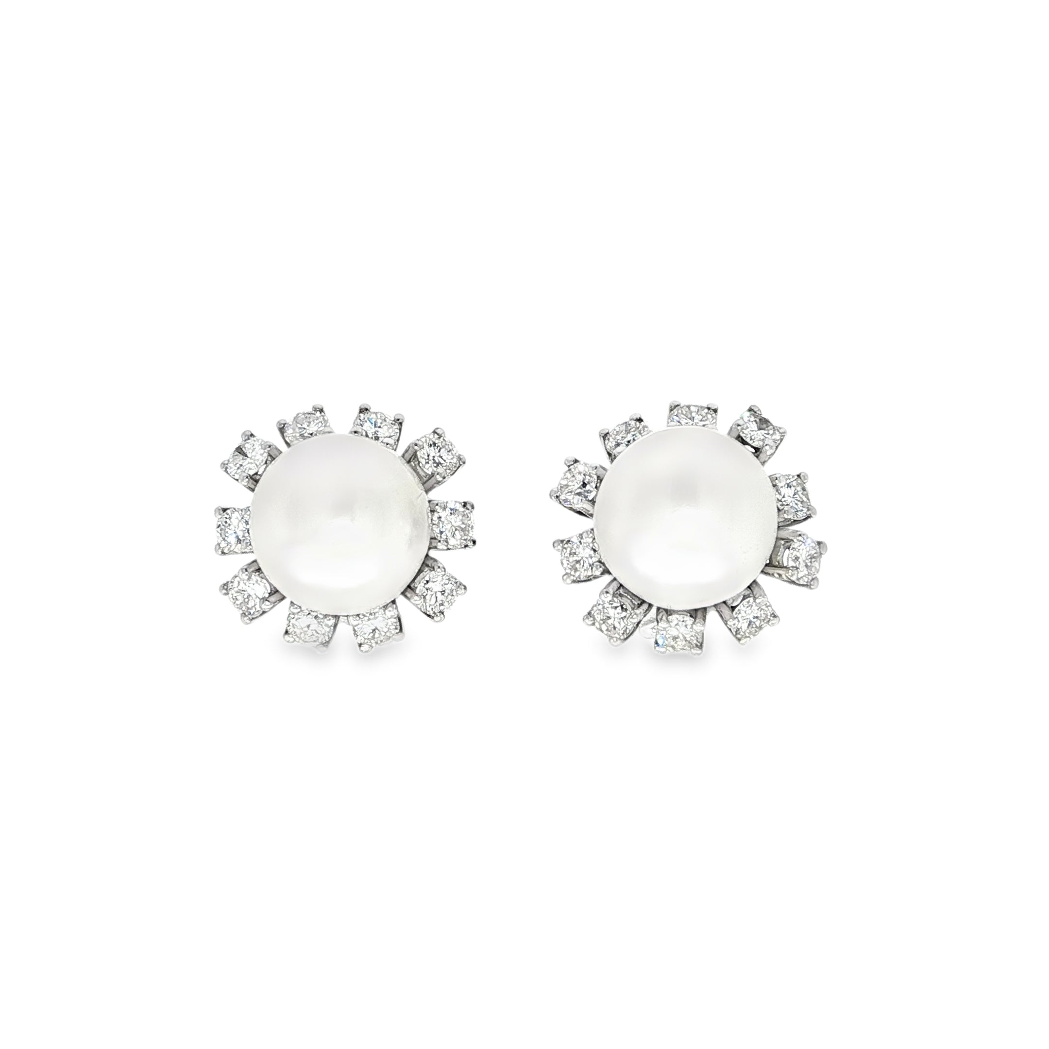 CONJUNTO ORO BLANCO CON PERLA Y BRILLANTES