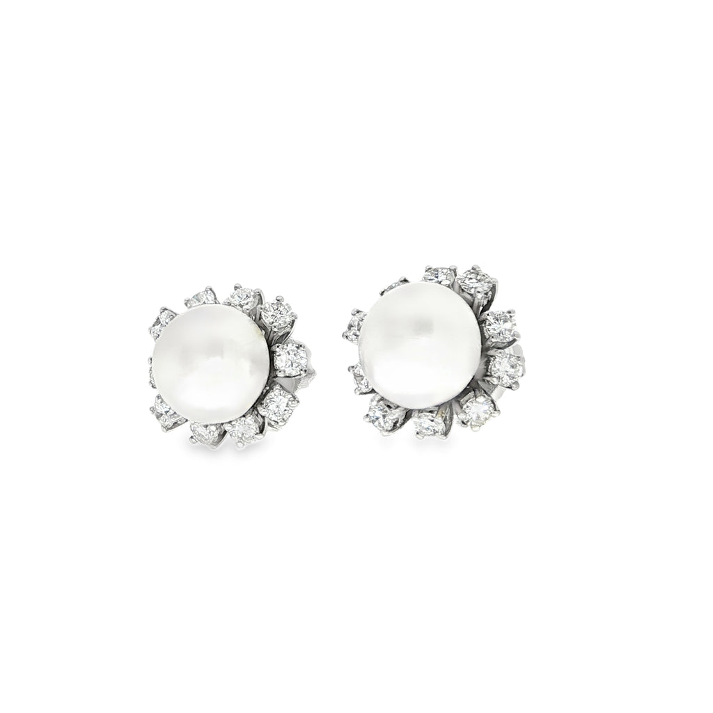 CONJUNTO ORO BLANCO CON PERLA Y BRILLANTES
