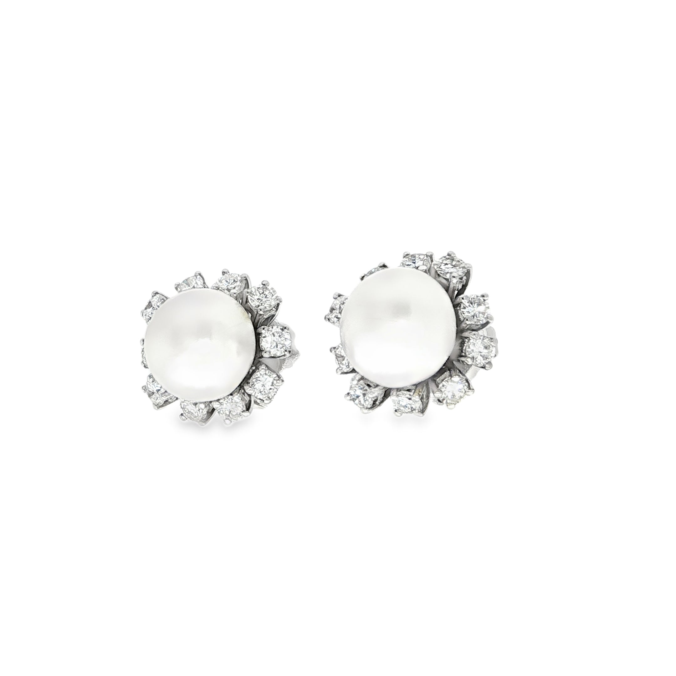 CONJUNTO ORO BLANCO CON PERLA Y BRILLANTES