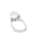 CONJUNTO ORO BLANCO CON PERLA Y BRILLANTES