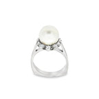 CONJUNTO ORO BLANCO CON PERLA Y BRILLANTES