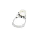 CONJUNTO ORO BLANCO CON PERLA Y BRILLANTES