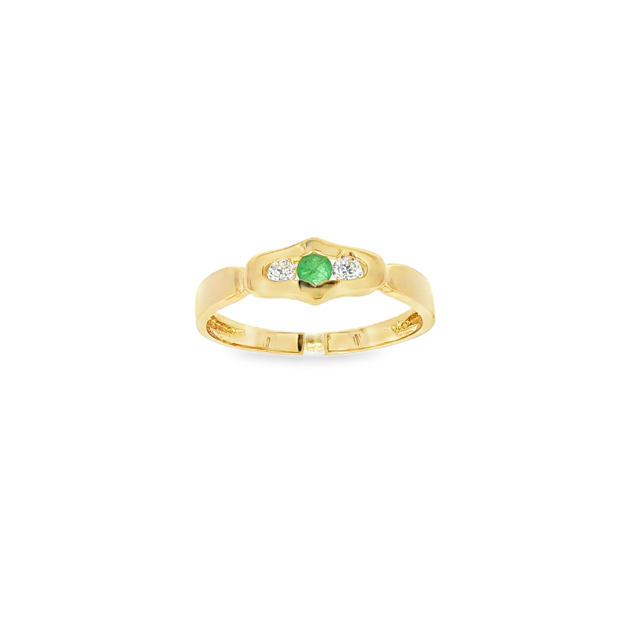 ANILLO CON CIRCONITAS Y ESMERALDA