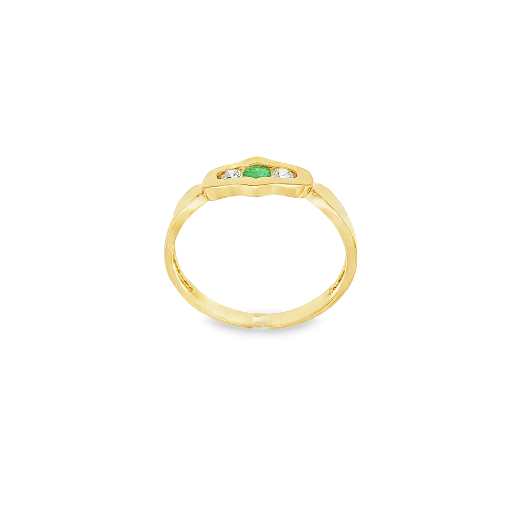 ANILLO CON CIRCONITAS Y ESMERALDA