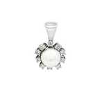 CONJUNTO ORO BLANCO CON PERLA Y BRILLANTES