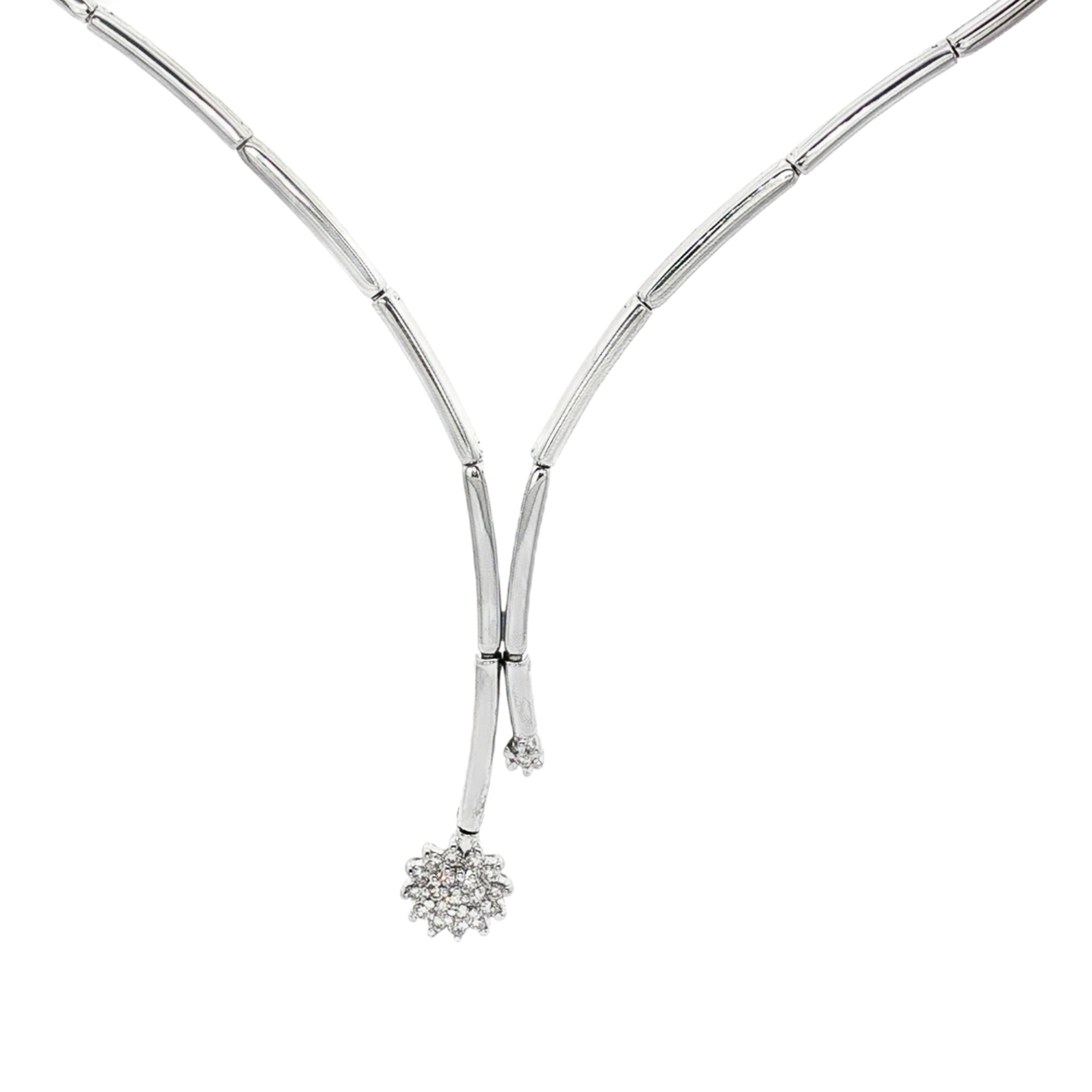 CONJUNTO COLLAR, PULSERA, SORTIJA Y PENDIENTES ORO BLANCO Y BRILLANTES