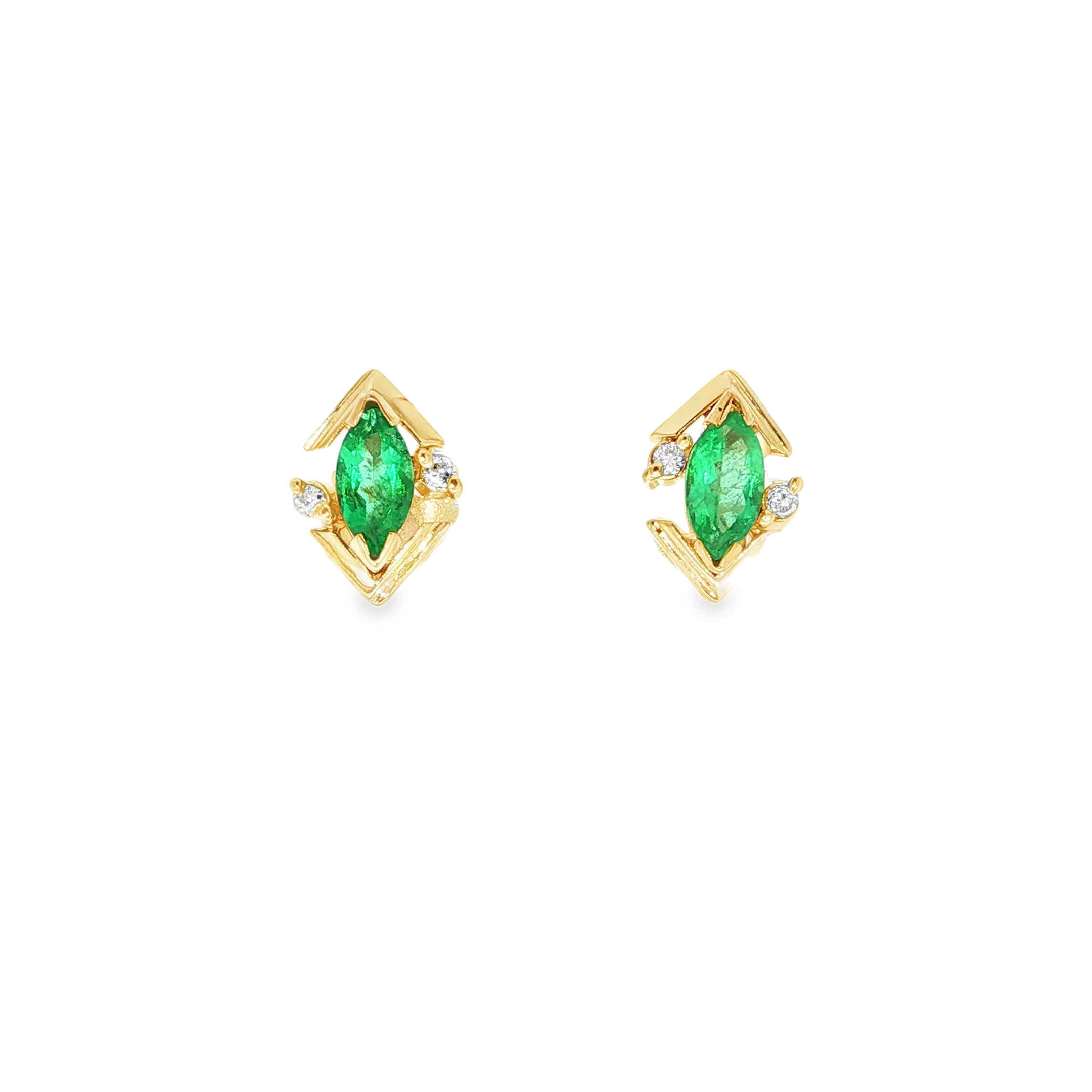 PENDIENTES PICOS CON ESMERALDAS Y BRILLANTES