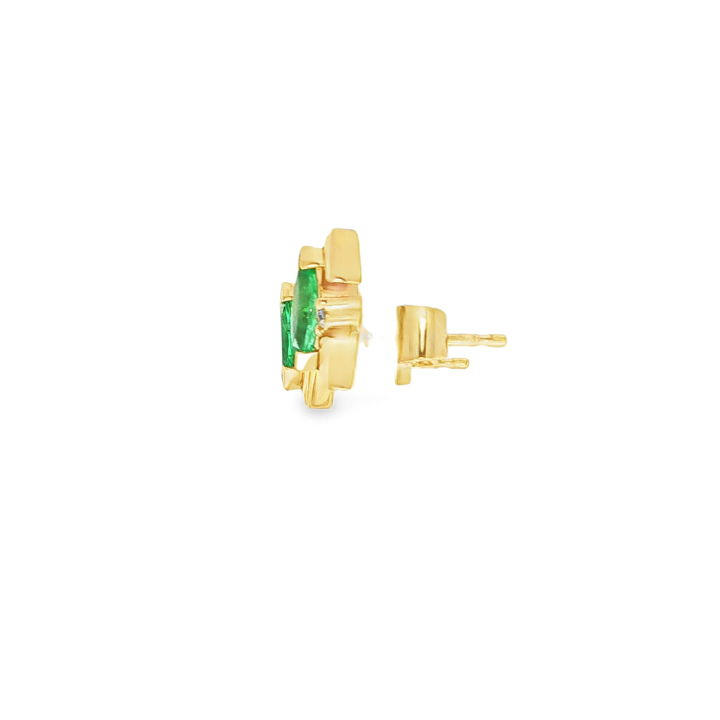 PENDIENTES PICOS CON ESMERALDAS Y BRILLANTES