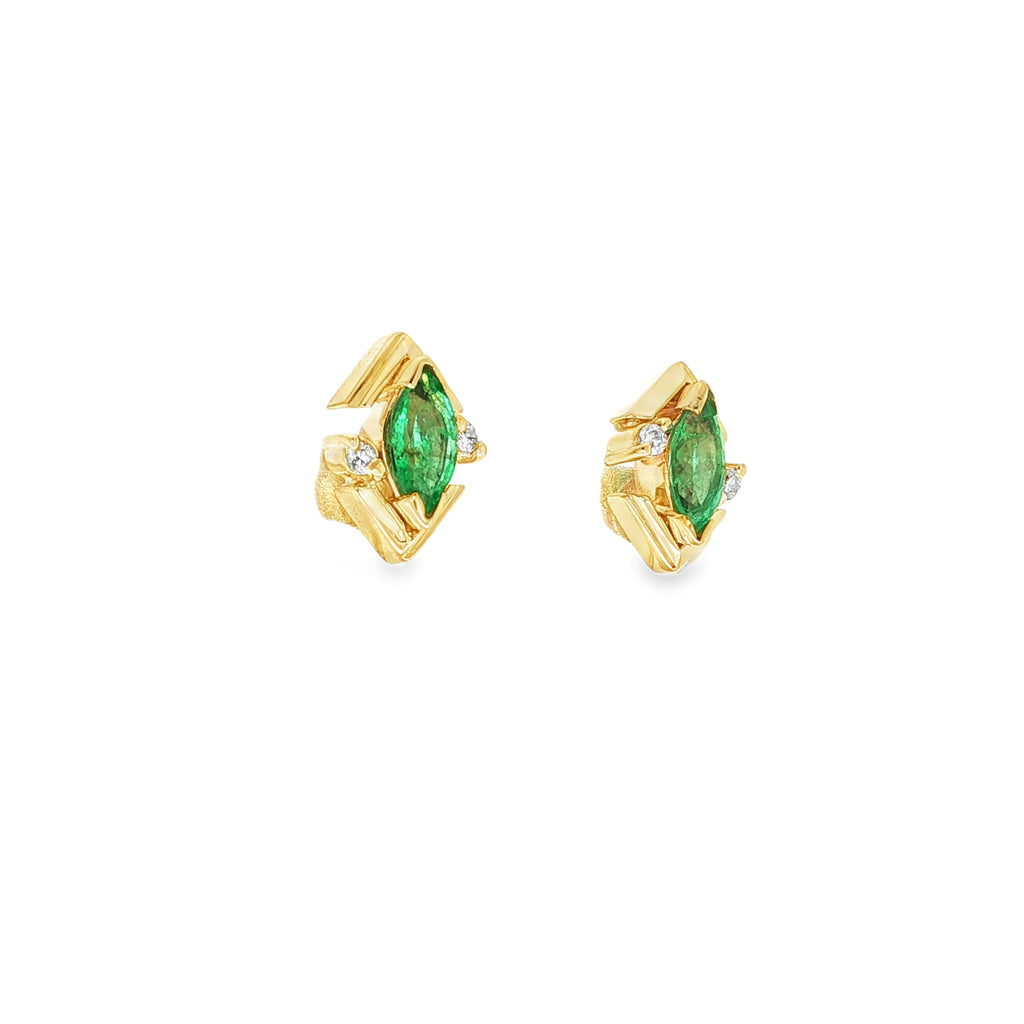 PENDIENTES PICOS CON ESMERALDAS Y BRILLANTES