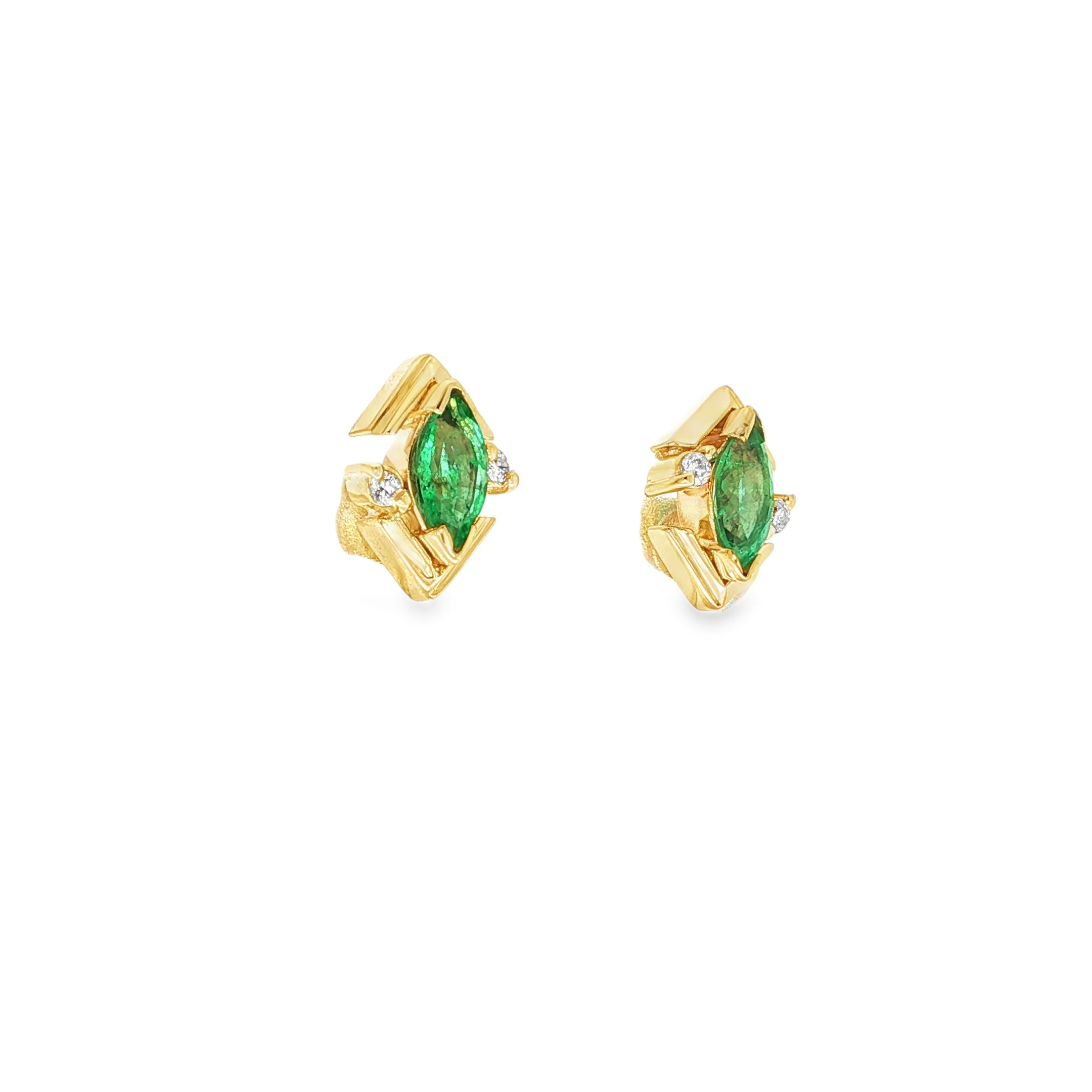 PENDIENTES PICOS CON ESMERALDAS Y BRILLANTES
