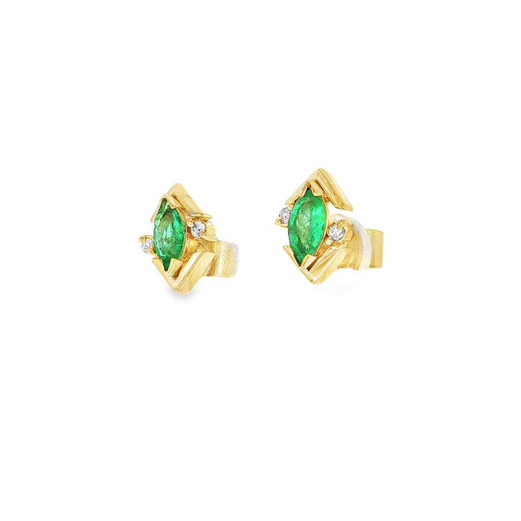 PENDIENTES PICOS CON ESMERALDAS Y BRILLANTES