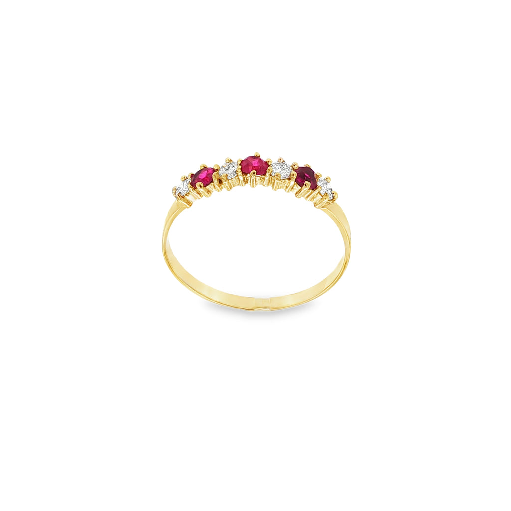 ANILLO CINQUILLO ROJO CON DIAMANTES