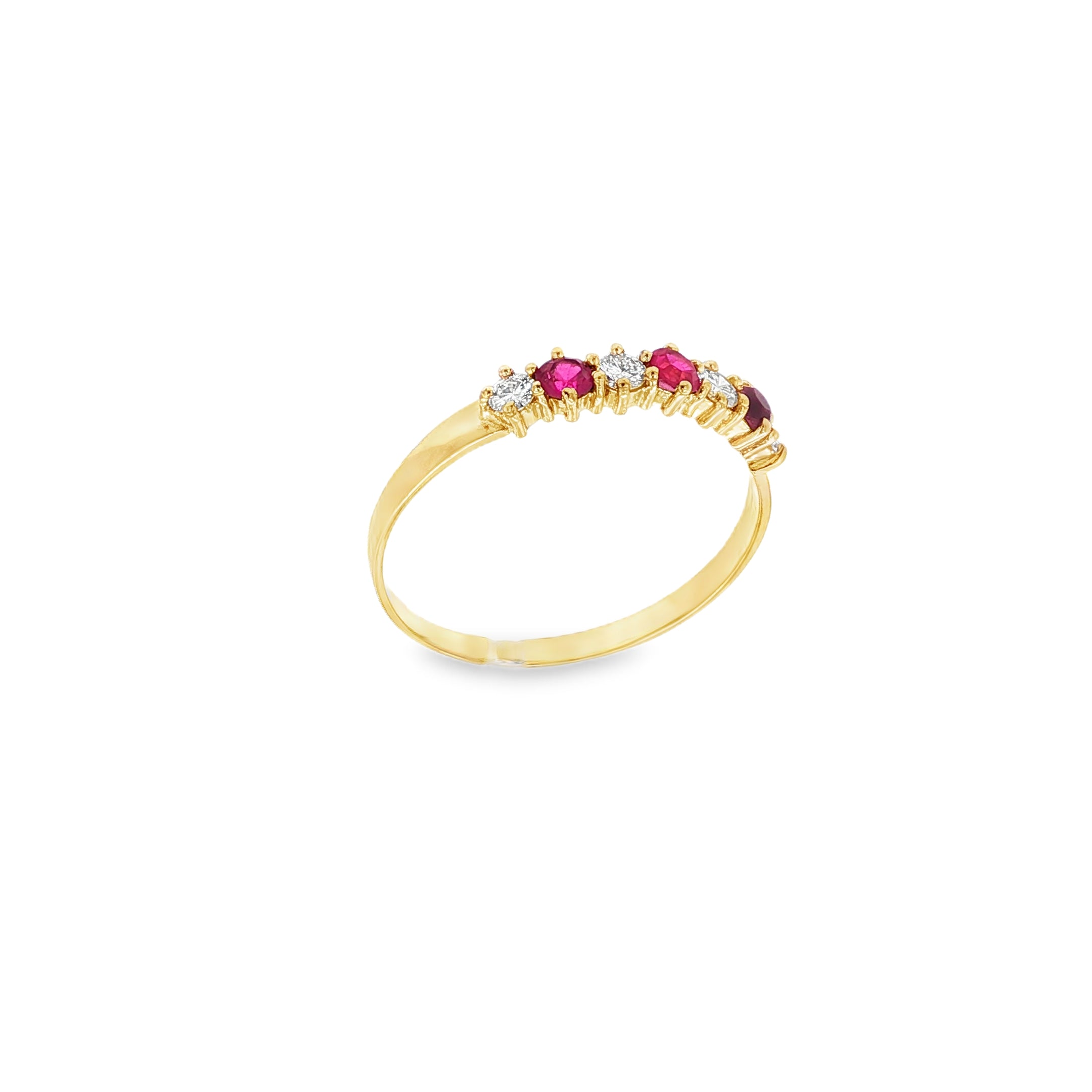 ANILLO CINQUILLO ROJO CON DIAMANTES