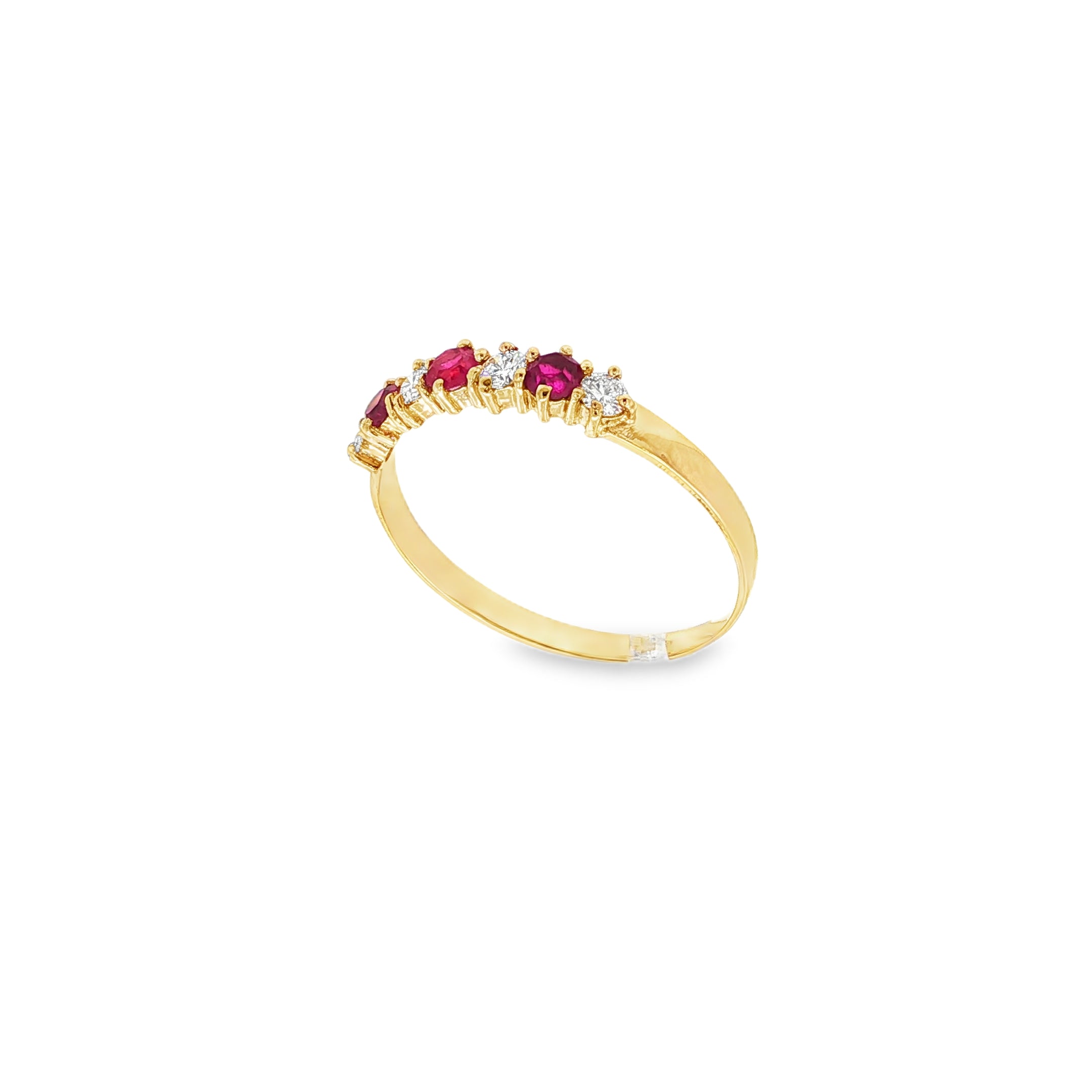 ANILLO CINQUILLO ROJO CON DIAMANTES